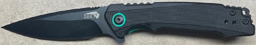 ABKT ELITE BRUTE FOLDING KNIFE  4' CLOSED 3.25' BLADE  G10 BLACK HANDLE