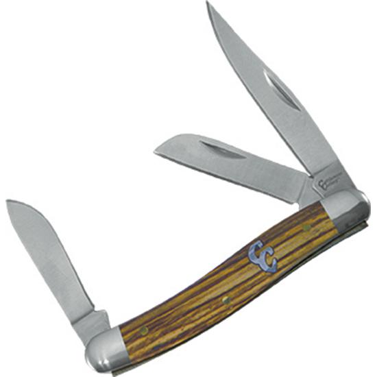 ABKT CATTLEMAN SAGEBRUSH STOCKMAN  3.5' CLOSED  2.5' BLADE  ZEBRAWOOD HANDLE