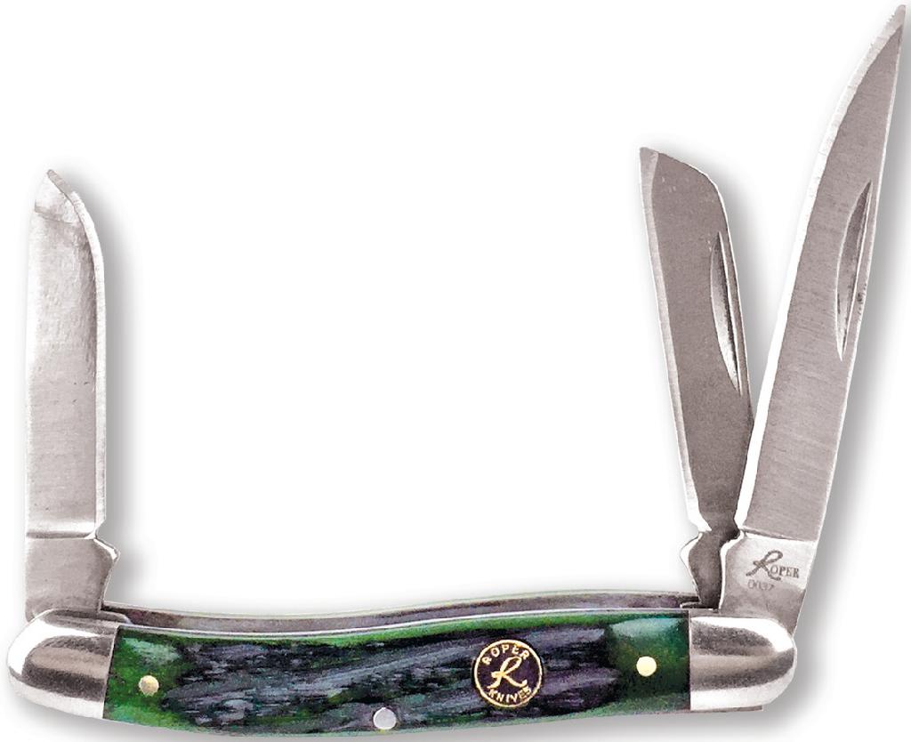 ABKT ROPER CHAPARRAL STOCKMAN 3.5' CLOSED  2.5' BLADE  GREEN BONE HANDLE