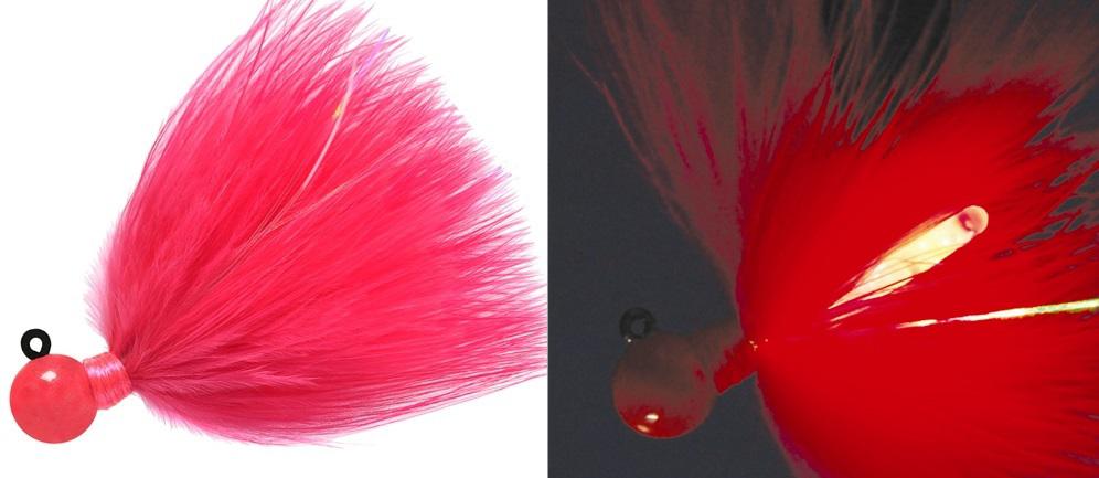 AERO FIREFLY 1/8 MARABOU JIG CERISE W/RED GLOW STICK