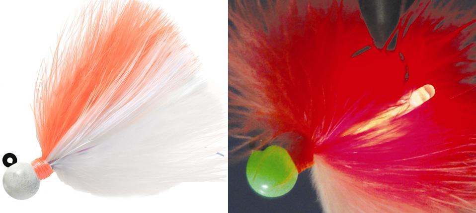 AERO FIREFLY 1/4 MARABOU JIG PEACH/WHITE W/RED GLOW STICK