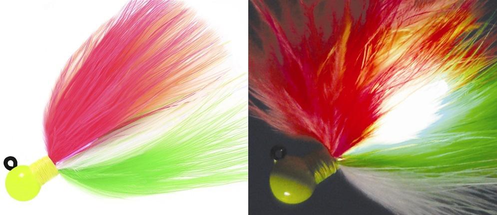 AERO FIREFLY 1/8 MARABOU JIG PE/CER/GN/W W/GREEN GLOW STICK
