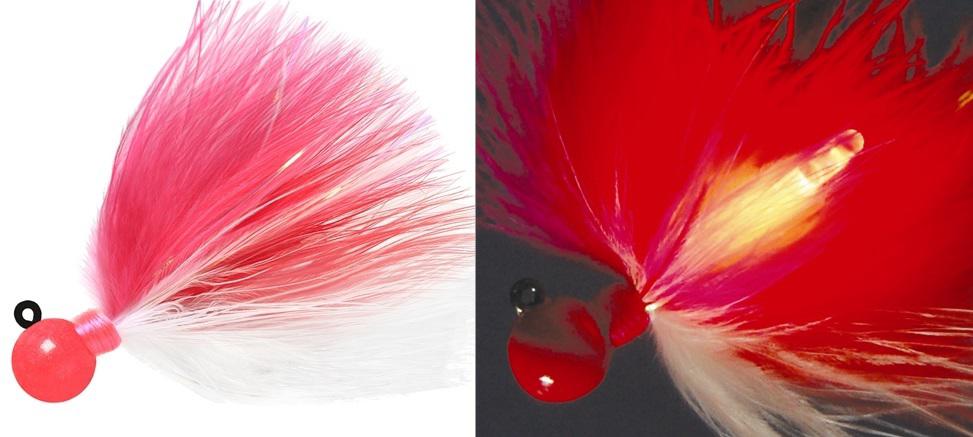 AERO FIREFLY 1/4 MARABOU JIG PNK/RED/WHT W/RED GLOW STICK