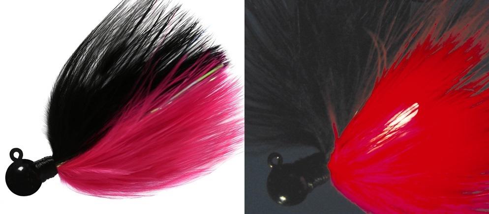 AERO FIREFLY 1/4 MARABOU JIG BLK/CER W/RED GLOW STICK