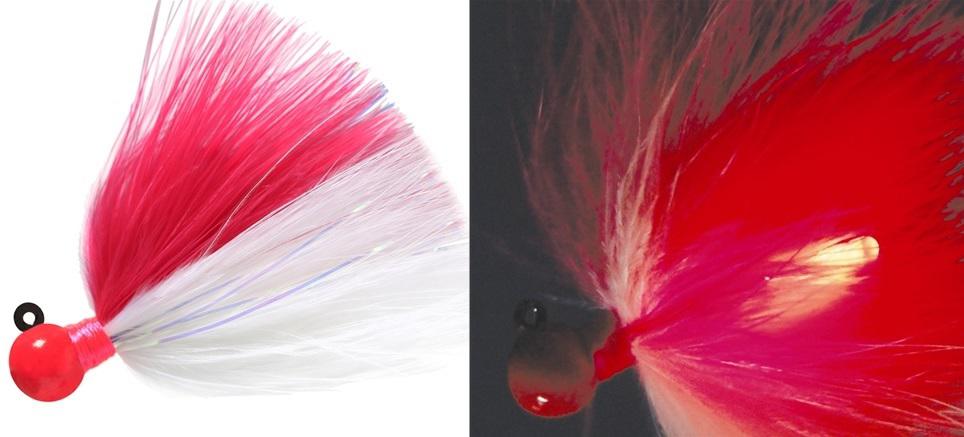 AERO FIREFLY 1/4 MARABOU JIG CERISE/WHT W/RED GLOW STICK