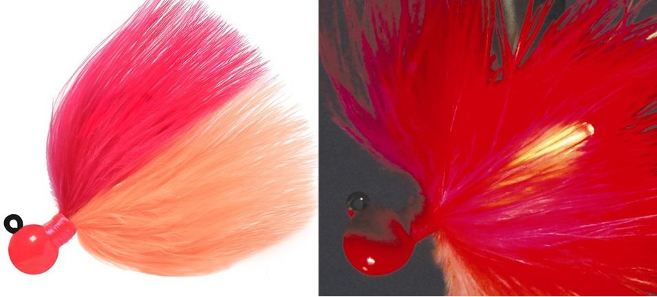 AERO FIREFLY 1/8 MARABOU JIG CER/PEACH W/RED GLOW STICK