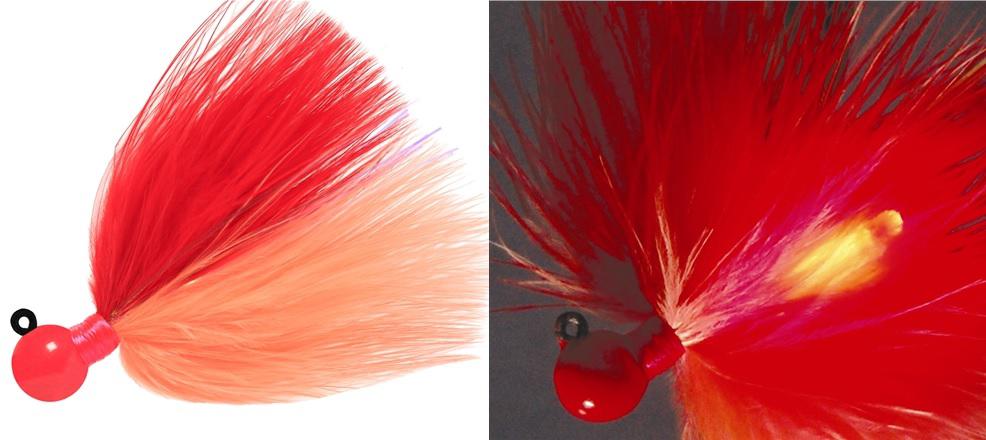 AERO FIREFLY 1/8 MARABOU JIG RED/PEACH W/RED GLOW STICK