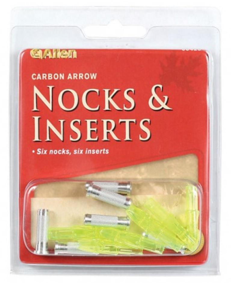 ALLEN(TITAN)CARBON ARROW NOCKS & INSERTS -GREEN (6 EACH)