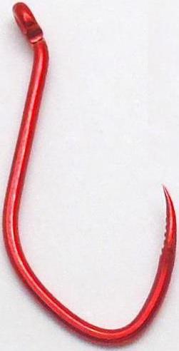 ANGL #1 B/LESS SGL GRABBER HK(8) RED (Semi Barbless Single Sickle)