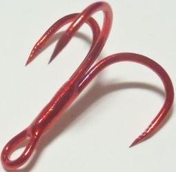 ANGL #2 B/LESS TREBLE GRABBER HK(7) RED (Semi Barbless Treble Hook)