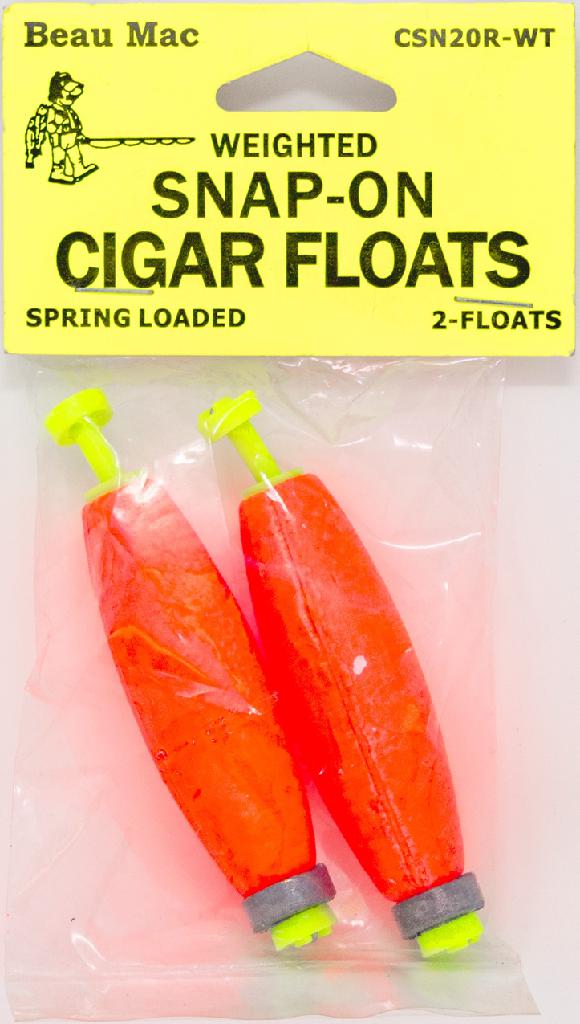 BEAU SNAP-ON CIGAR FLOAT WGT 5/8'X2' FLUORESCENT RED