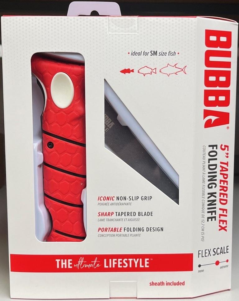 BUBBA 5' TAPERED FLEX FOLDING FILLET KNIFE W/SHEATH