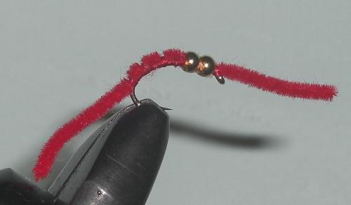 C/A FLIES  SAN JUAN WORM D-B/HD #10 (12) DOUBLE BEADHEAD