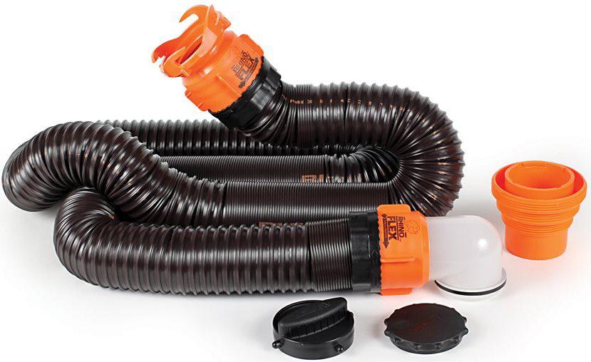 CAMCO RHINOFLEX 15' SEWER HOSE KIT (INCLUDES HOSE ADAPTERS STORAGE CAPS)