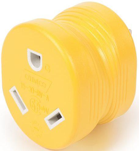 CAMCO 15AM/30AF POWER GRIP ADAPTER 15AMP MALE TO 30AMP FEMALE END
