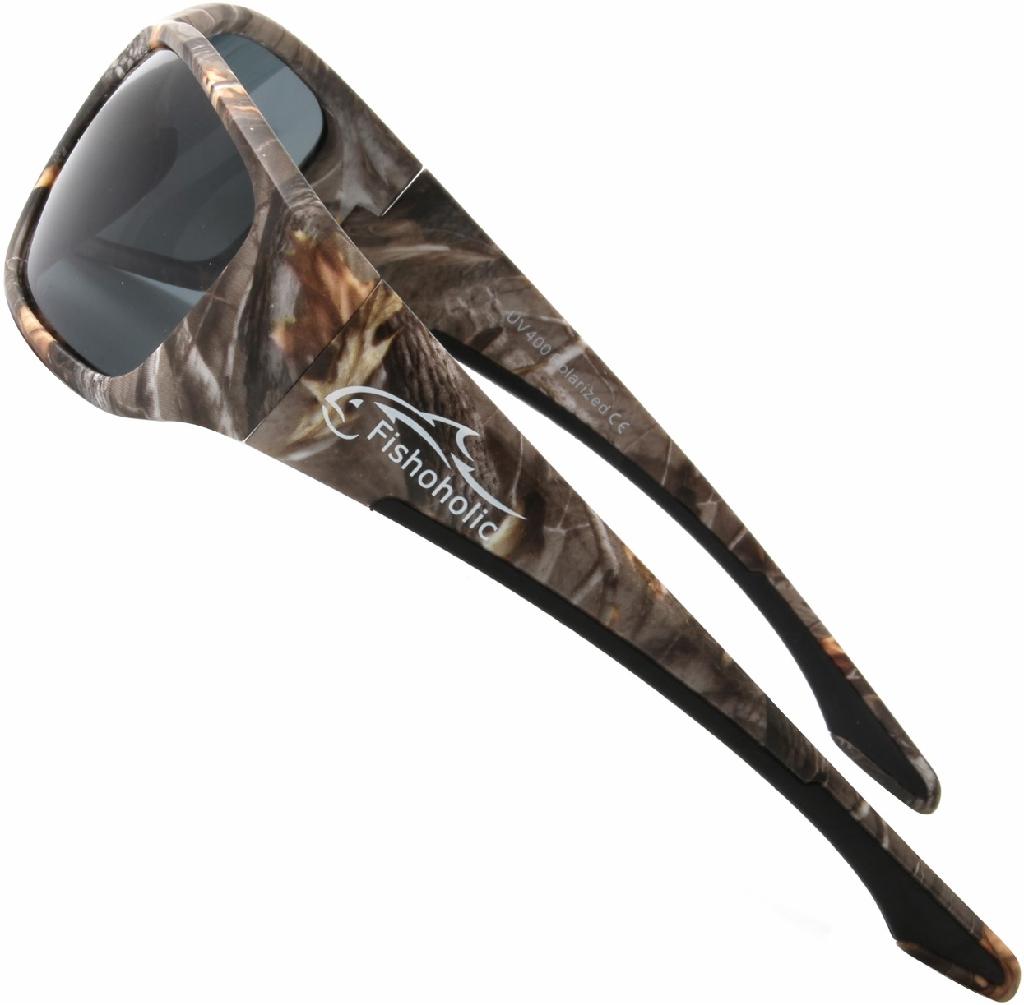 FH SUNGLASSES W/RUBBER NOSE CAMO/BLK POLARIZED WITH POUCH & HARD CASE