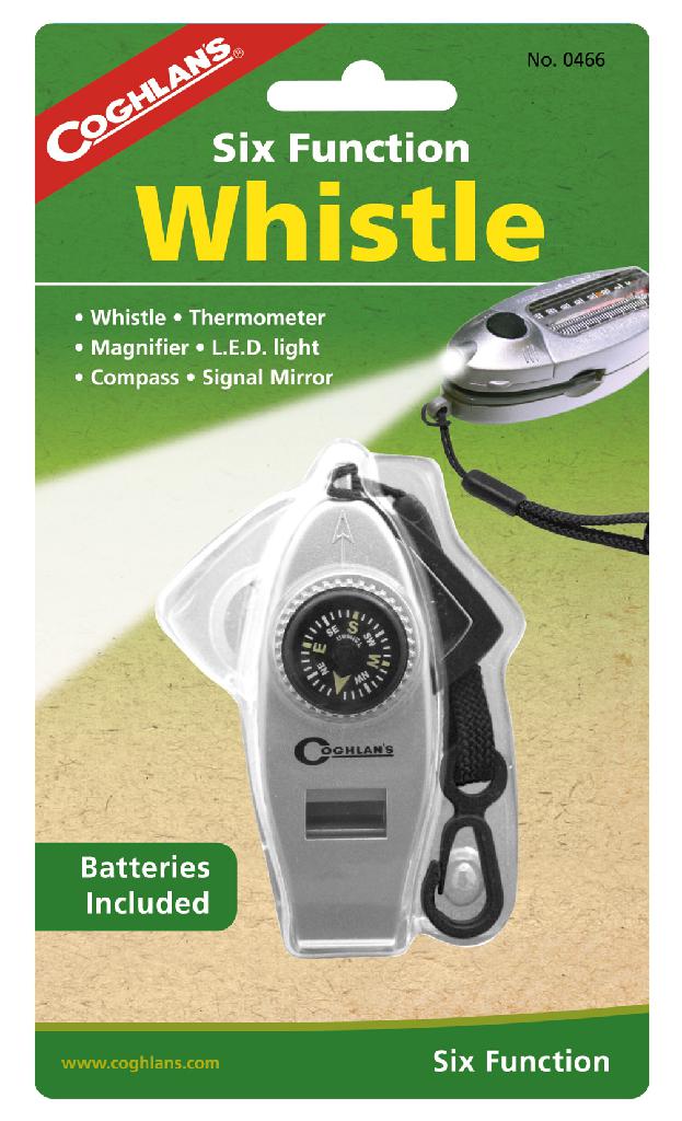 COGHLAN'S SIX FUNCTION WHISTLE INCLUDES LED LIGHT COMPASS WHISTLE  ETC. - COGHLAN'S