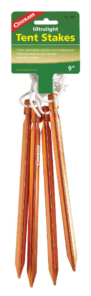 COGHLAN'S ULTRALIGHT 9' TENT STAKES-4PK