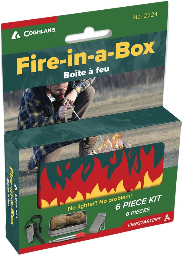 COGHLAN'S FIRE IN A BOX (MAGNESIUM BAR/ FLINT ROD/FLINT SCRAPER/BELLOW/TINDER)