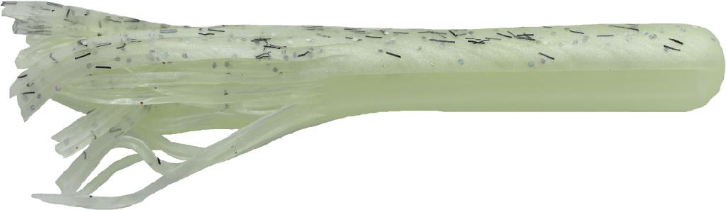 D.C. 5-1/2' LAKE MONSTER TUBE GLOW BEARD (pearl w/holo glit back/glow belly) 5PK