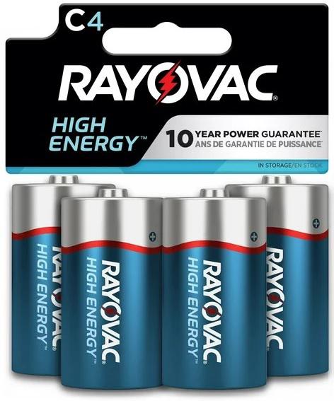 ENERG. RAYOVAC HIGH ENERGY BATTERIES C (4)