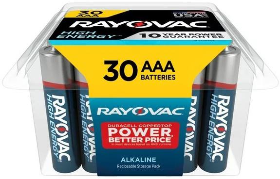 ENERG. RAYOVAC HIGH ENERGY BATTERIES AAA (30)