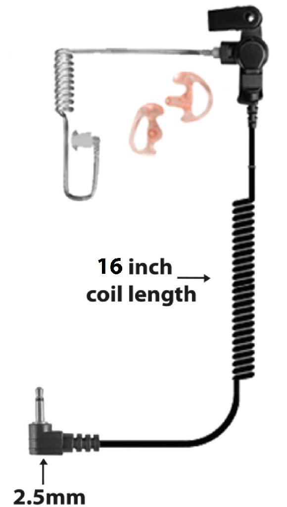 EAR PHONE CLEAR AUDIO TUBE W/16' CABLE 2.5MM CONNECTOR - Gunarama