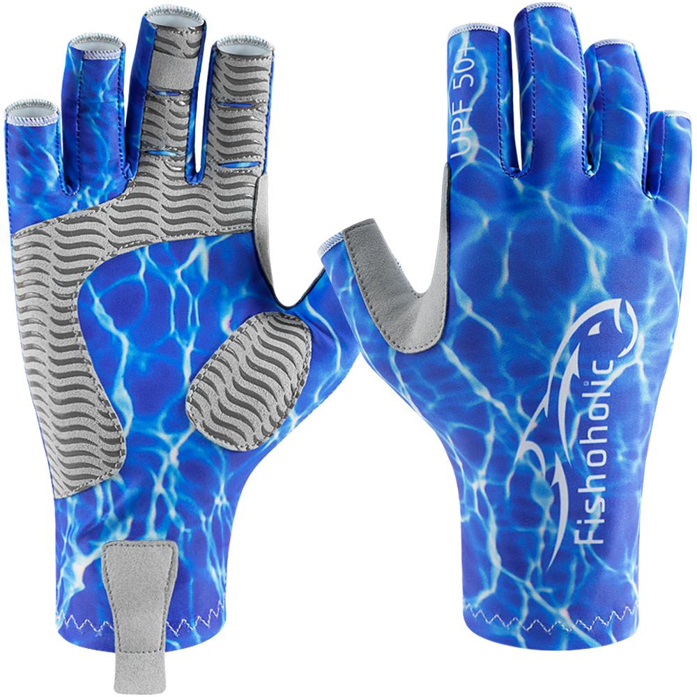 FH FINGERLESS SUN GLOVE L/XL BLU H20 CAM UPF50 WITH SUPER GRIP PALM