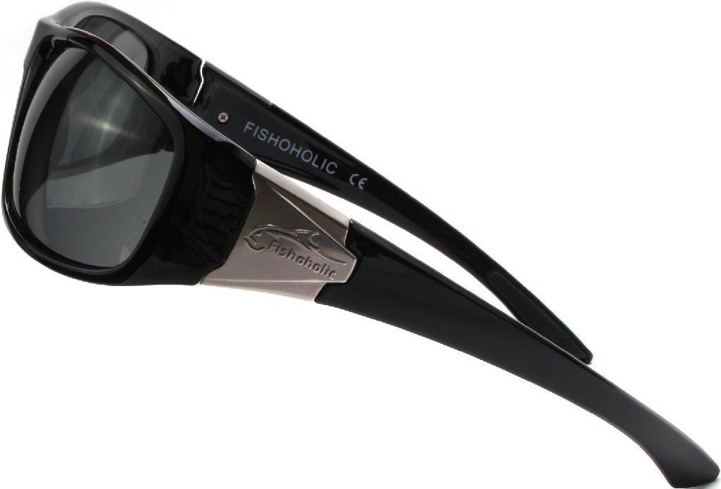 FH SUNGLASSES METAL LOGO GLOSS BLK/BLK POLARIZED WITH POUCH & HARD CASE