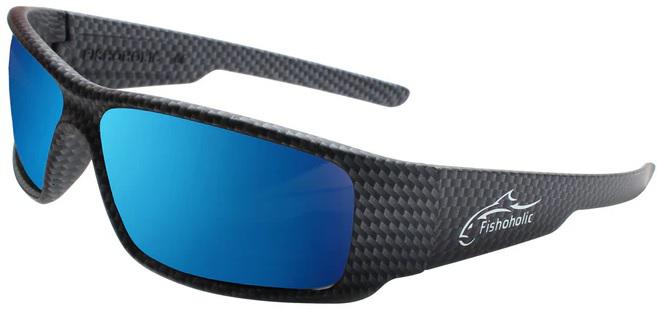 FH SUNGLASSES BLK CARBON FIBER BLU MIRR POLARIZED WITH POUCH & HARD CASE