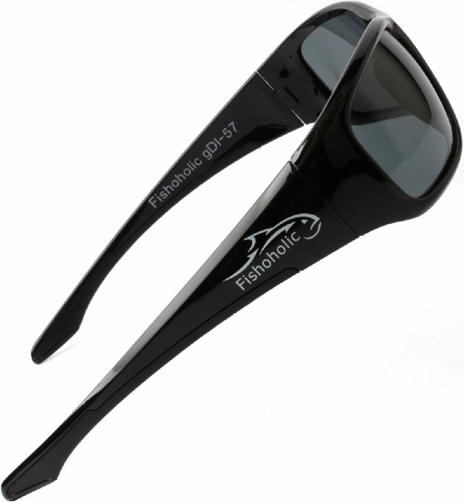 FH SUNGLASSES W/RUBBER NOSE GL. BLK/BLK POLARIZED WITH POUCH & HARD CASE