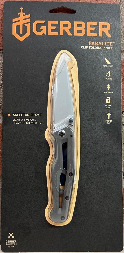 GERBER PARALITE FOLDING KNIFE- GRAPHITE/BLUE *HANGABLE*
