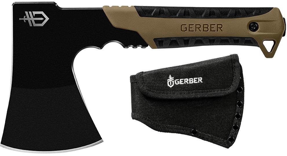 Gerber Pack Hatchet 9.46" Overall - Coyote Brown-Black, 1.5" Full Tang Stainless Steel, Tall Grind, Choke Up Ergonomics
