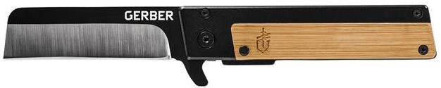 Gerber Quadrant Folding Knife Bamboo Plain Edge Satin Finish Blade