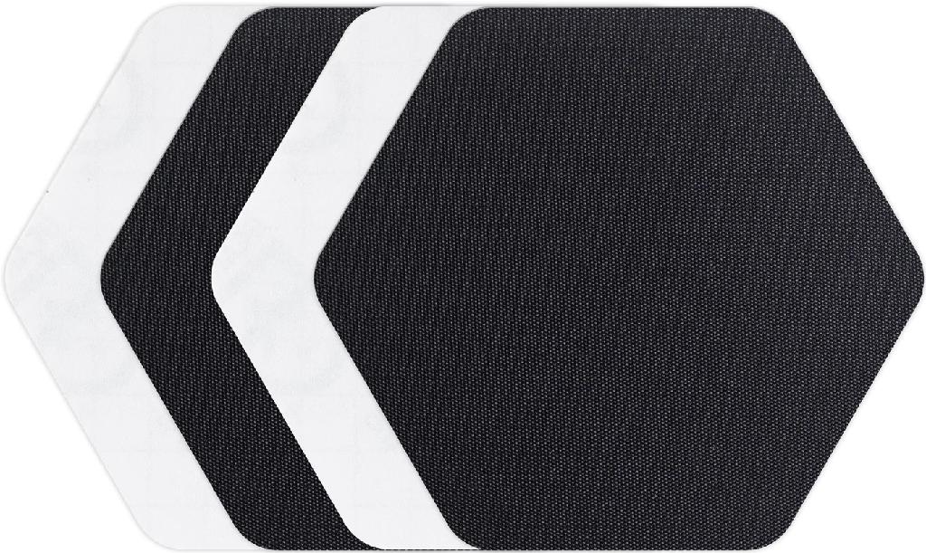 GEAR AID TENACIOUS TAPE-3' HEXAGON PATCH 2 BLACK/2 CLEAR  WORKS ON ALL TEC FABRIC