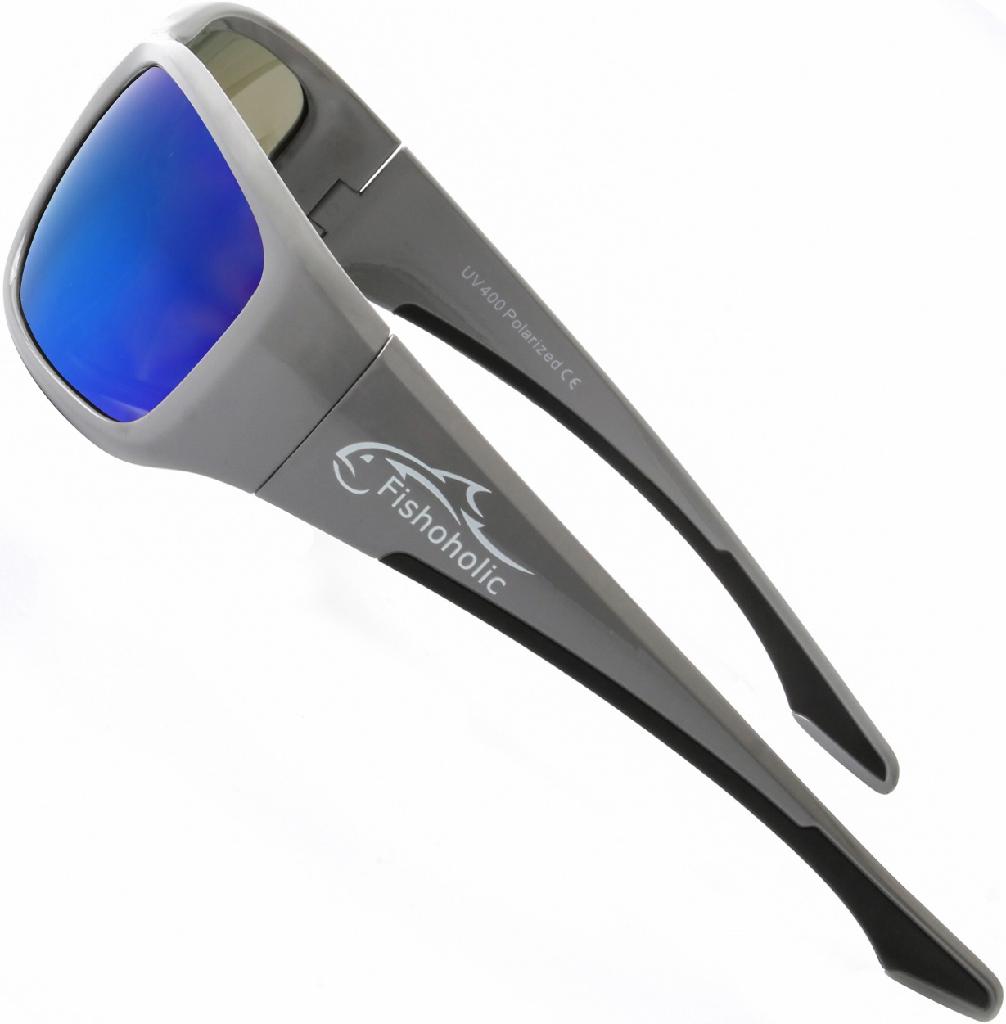 FH SUNGLASSES W/RUBBER NOSE GL. GRY/BLU POLARIZED WITH POUCH & HARD CASE