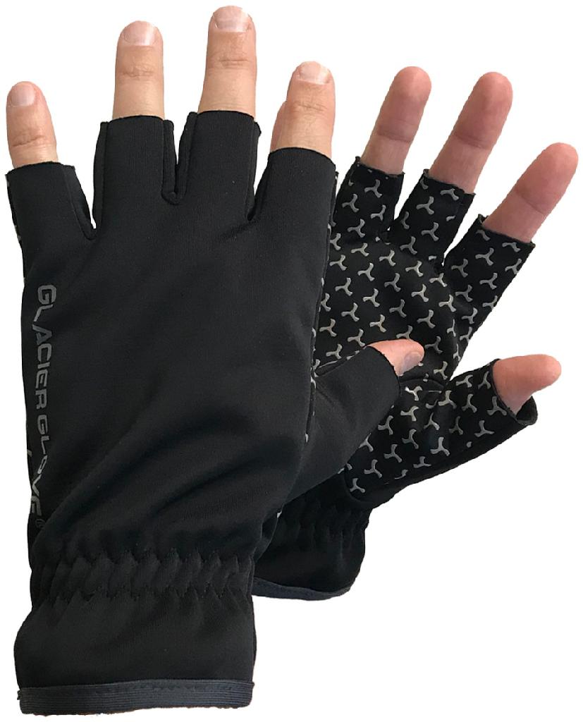 GLACIER COLD RIVER FINGERLESS-L (BLACK) SILICONE GRIP PALM/SOFT SHELL/QUICK DRY
