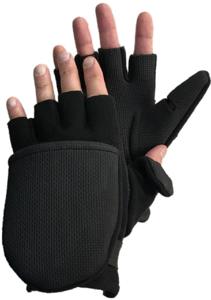 GLACIER ALASKA RIVER FLIP MITT-S (BLACK) WINDPROOF/2MM NEOPRENE-PALM/FLEECE-BACK
