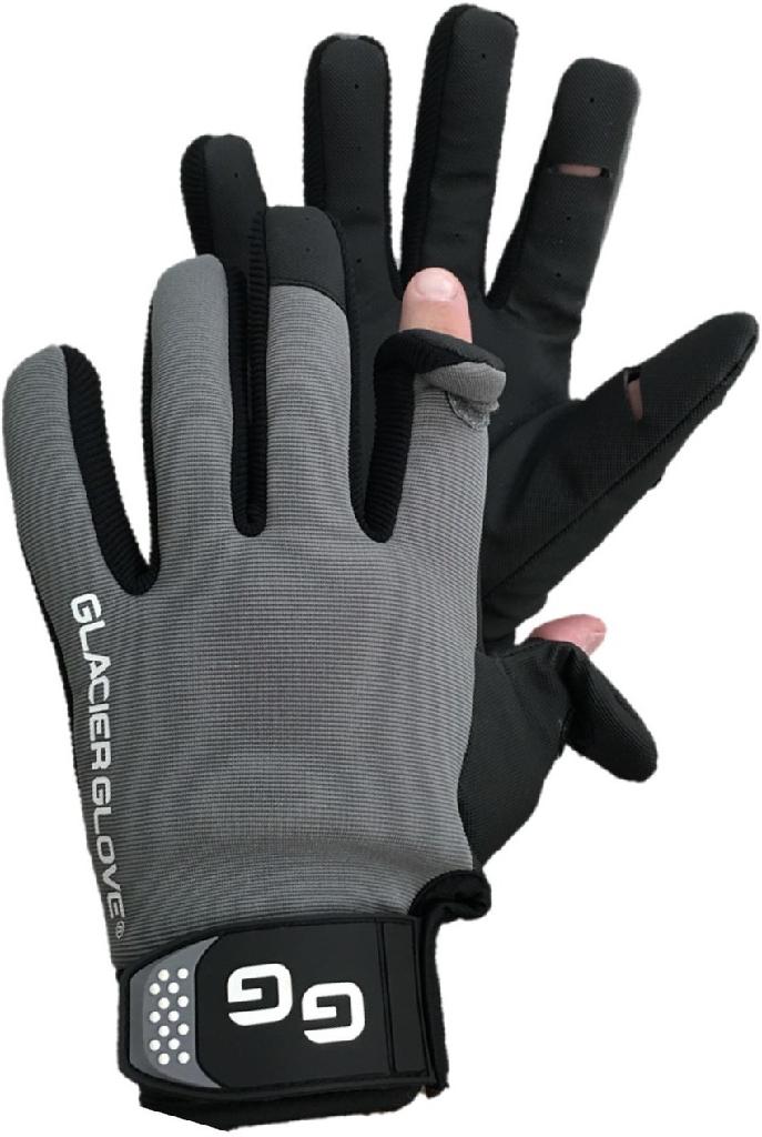GLACIER ELITE ANGLER SLIT-FINGER-M BK/GY WATER RESISTANT/VENTED PALM/BREATHABLE
