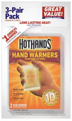 HOT HANDS HAND WARMERS-3 PAIR PACK (6/PK) 12 PKGS/CARTON - 8 CARTONS/CASE - HOT