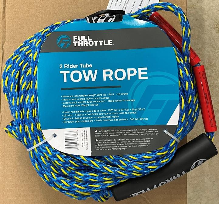 2.88 Tube Tow Rope for Up to 2 Riders | 60ft Length | 16 Strand Construction