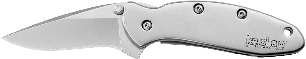 KERSHAW CHIVE KNIFE PLAIN EDGE ASSISTED OPEN-SILVER (USA MADE) *HANGABLE*