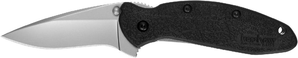 KERSHAW SCALLION KNIFE PLAIN EDGE ASSIST OPEN-BLACK (USA MADE) *HANGABLE*