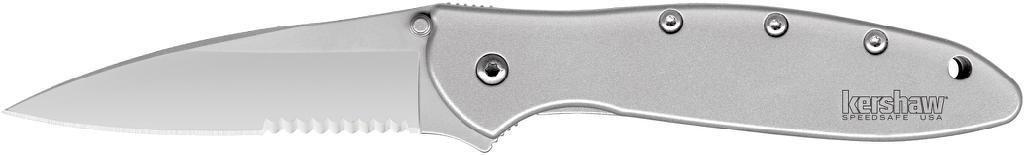 KERSHAW LEEK KNIFE SERRATED EDGE ASSIST OPEN-SILVER (USA MADE) *HANGABLE*