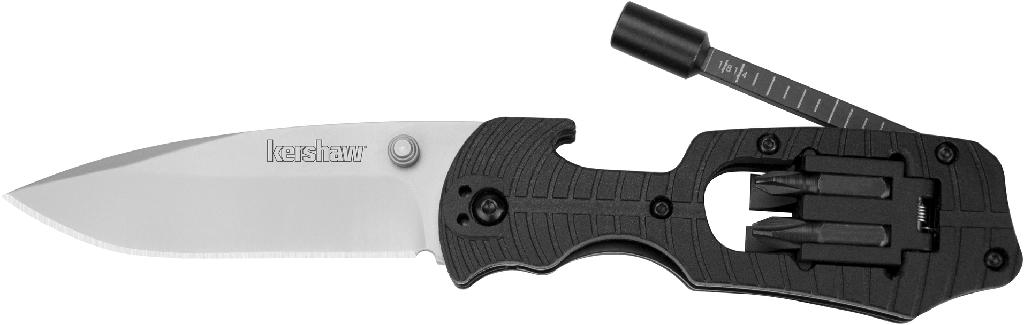 KERSHAW SELECT FIRE KNIFE  PLAIN EDGE (4-PC BIT SET & RULER) BLACK *HANGABLE*