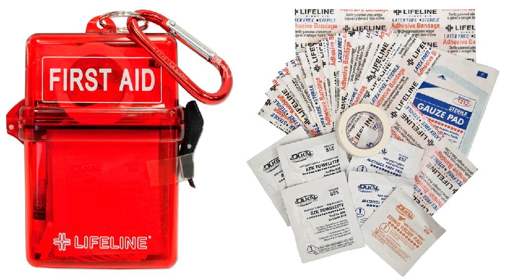 LIFELINE WATERPROOF FIRST AID KIT  28PC (WATERPROOF ABS CARRY CASE W/CARABINER)