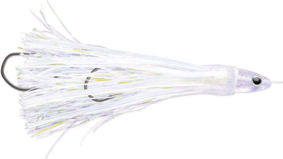 L/J JENSEN FLASH FLY RIG CANDY PURPLE UV 48' LEADER 12# TEST W/#2 VMC HOOKS