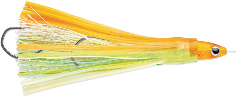 L/J JENSEN FLASH FLY RIG HOG WILD GLOW 48' LEADER 12# TEST W/#2 VMC HOOKS