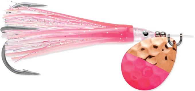 L/J JENSEN SPIN 3.5 FLASH BRASS PINK 30' LEADER 40# TEST W/#2 TREBLE HOOK