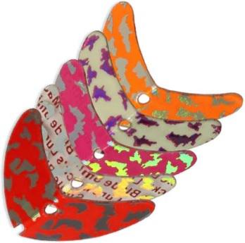 MACKS 1.1'SMILE BLADES(5) ASSORTED TIGER (trans.sil red hot.pk glo-gold chart-rd)